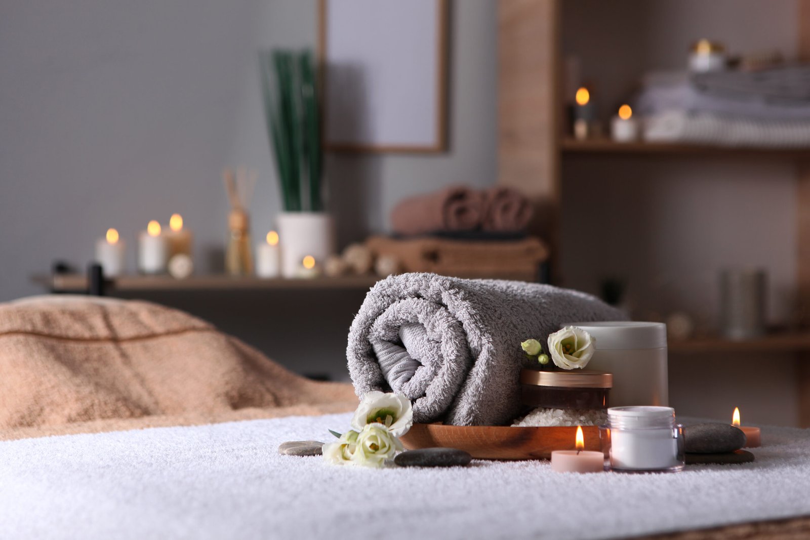 beautiful spa composition towels spa accessories